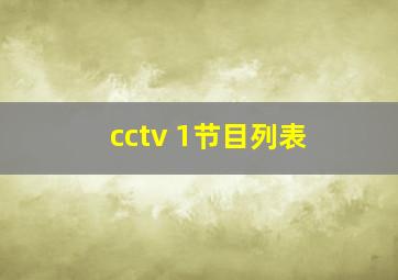 cctv 1节目列表